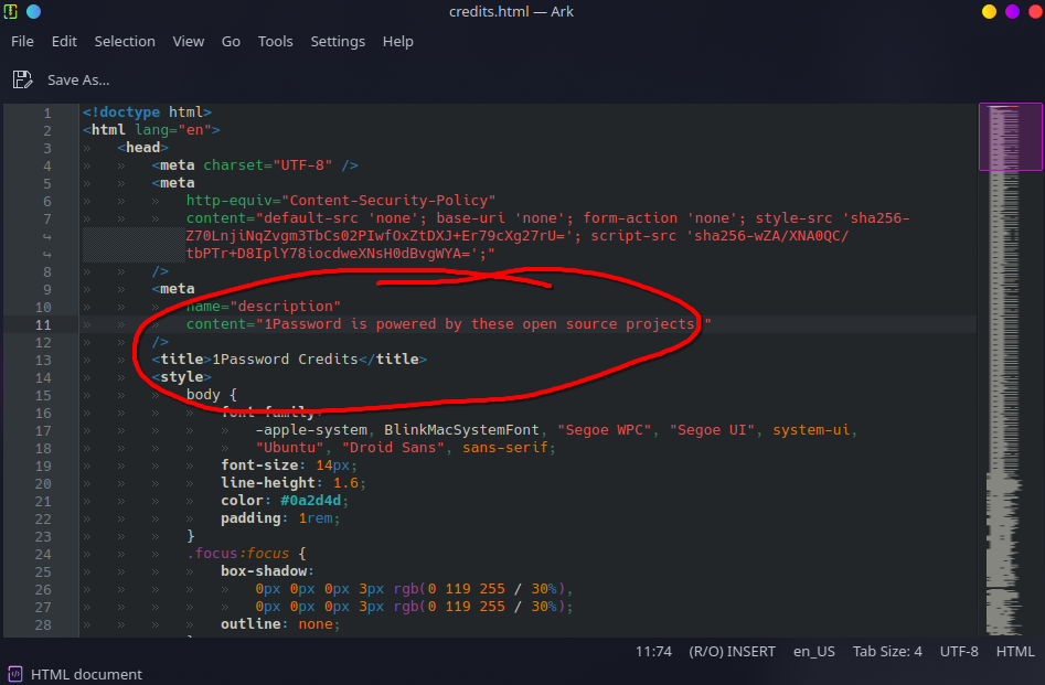 Credits HTML